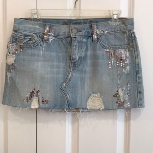 NWOT Abercrombie Denim Sequin Mini Skirt